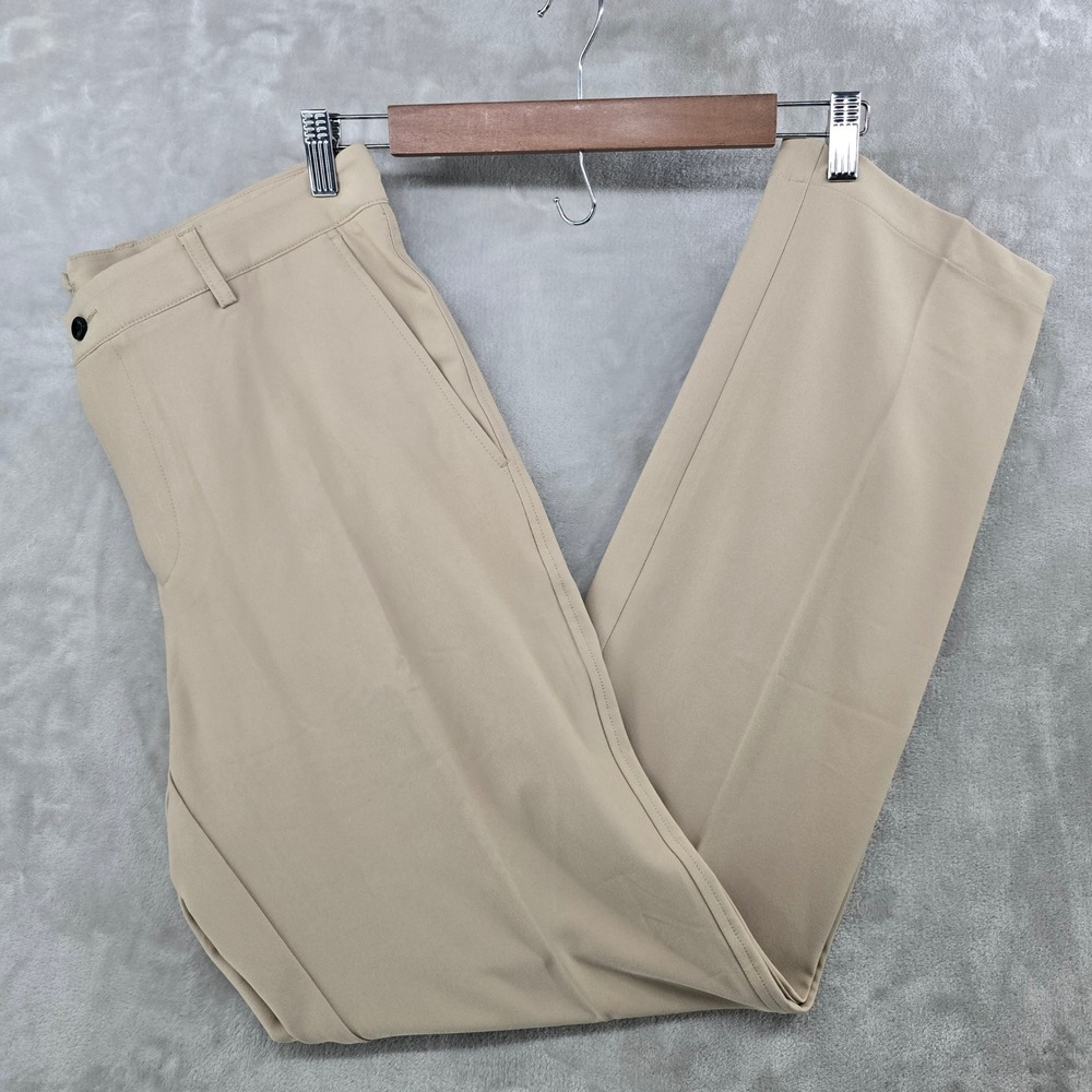 NEW Dunning Golf Pants Mens 32x32 Beige Performance Stretch Flat Front Khaki